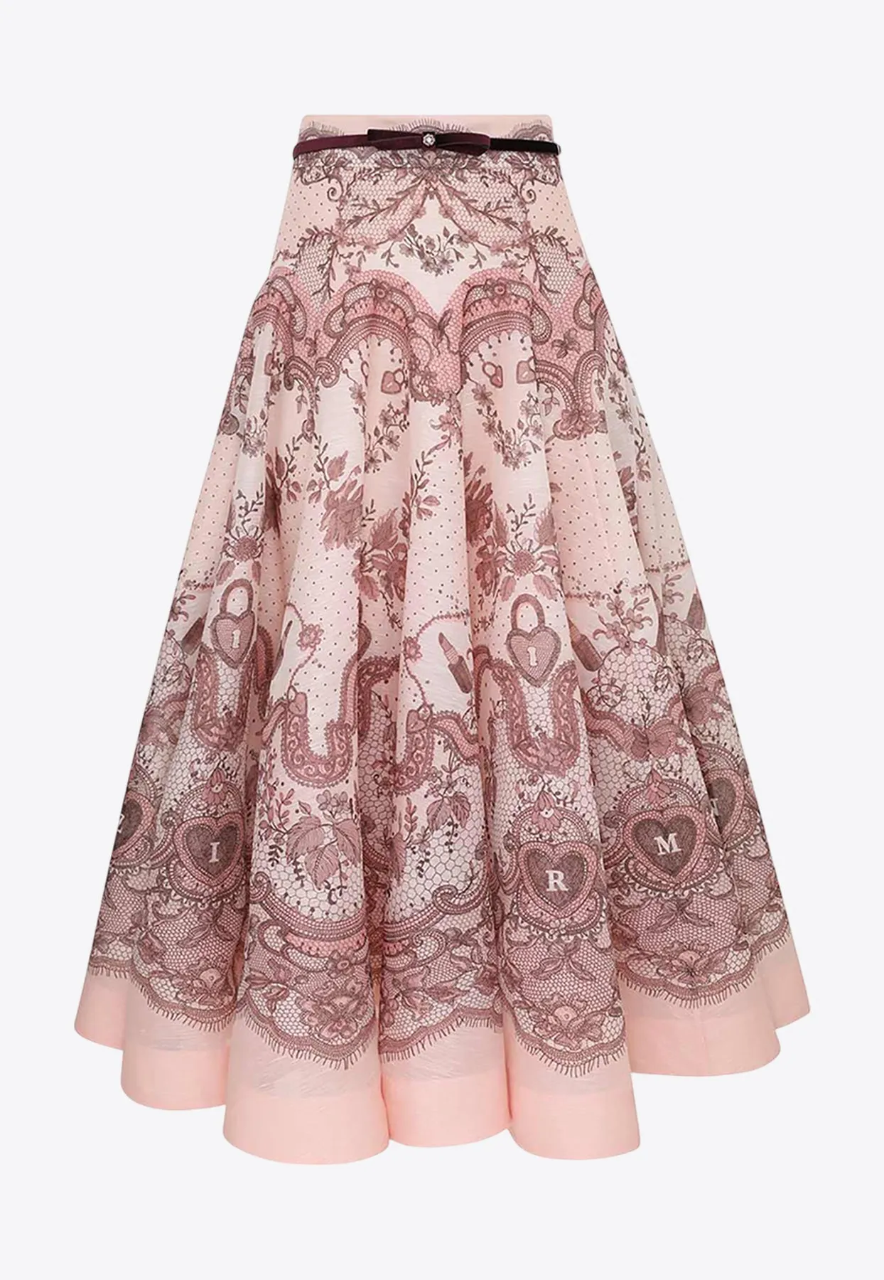 Crush Flared Midi Belted Skirt