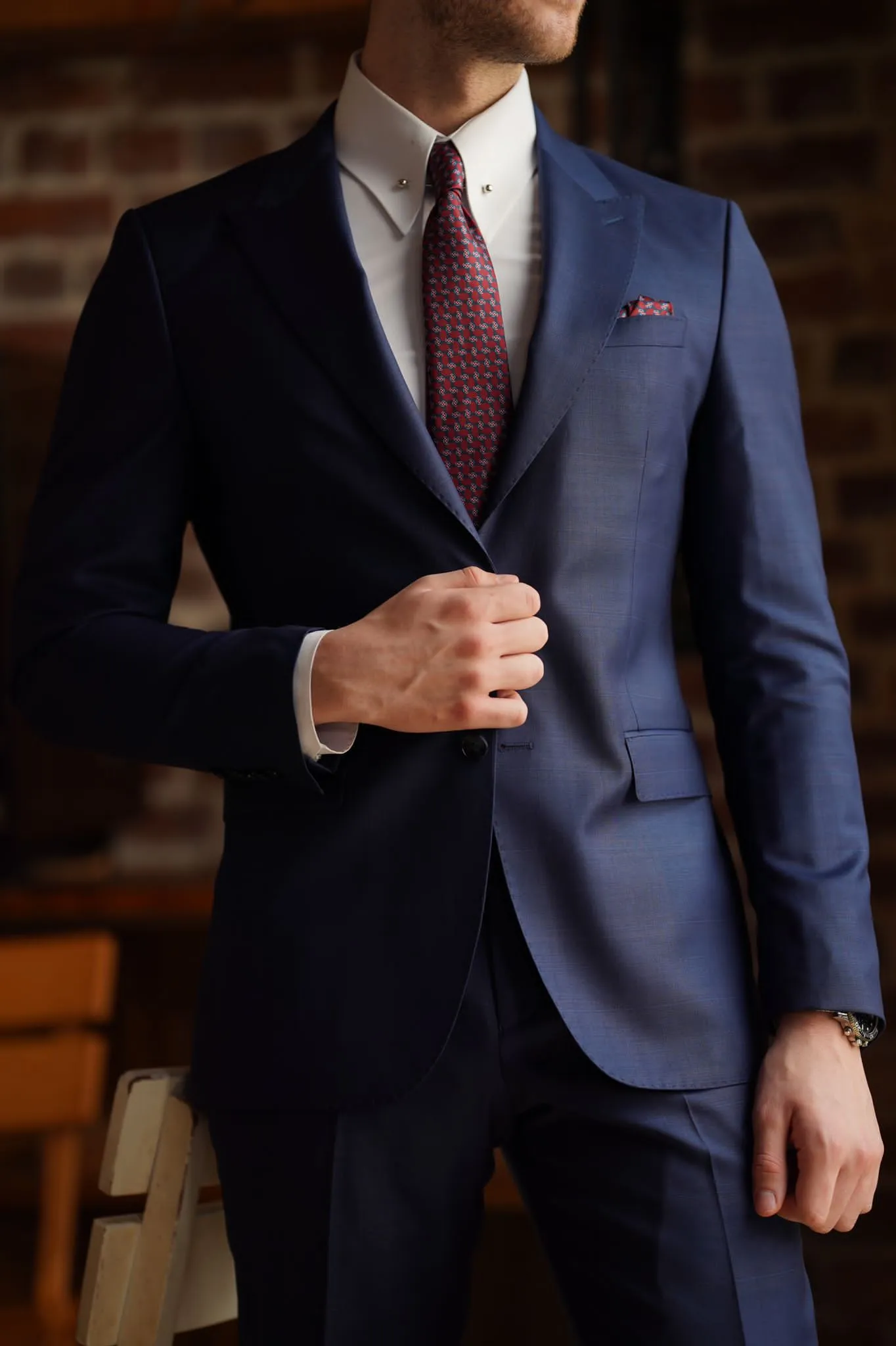 Daniel Slim Fit Navy Blue Wool Suit for Modern Men