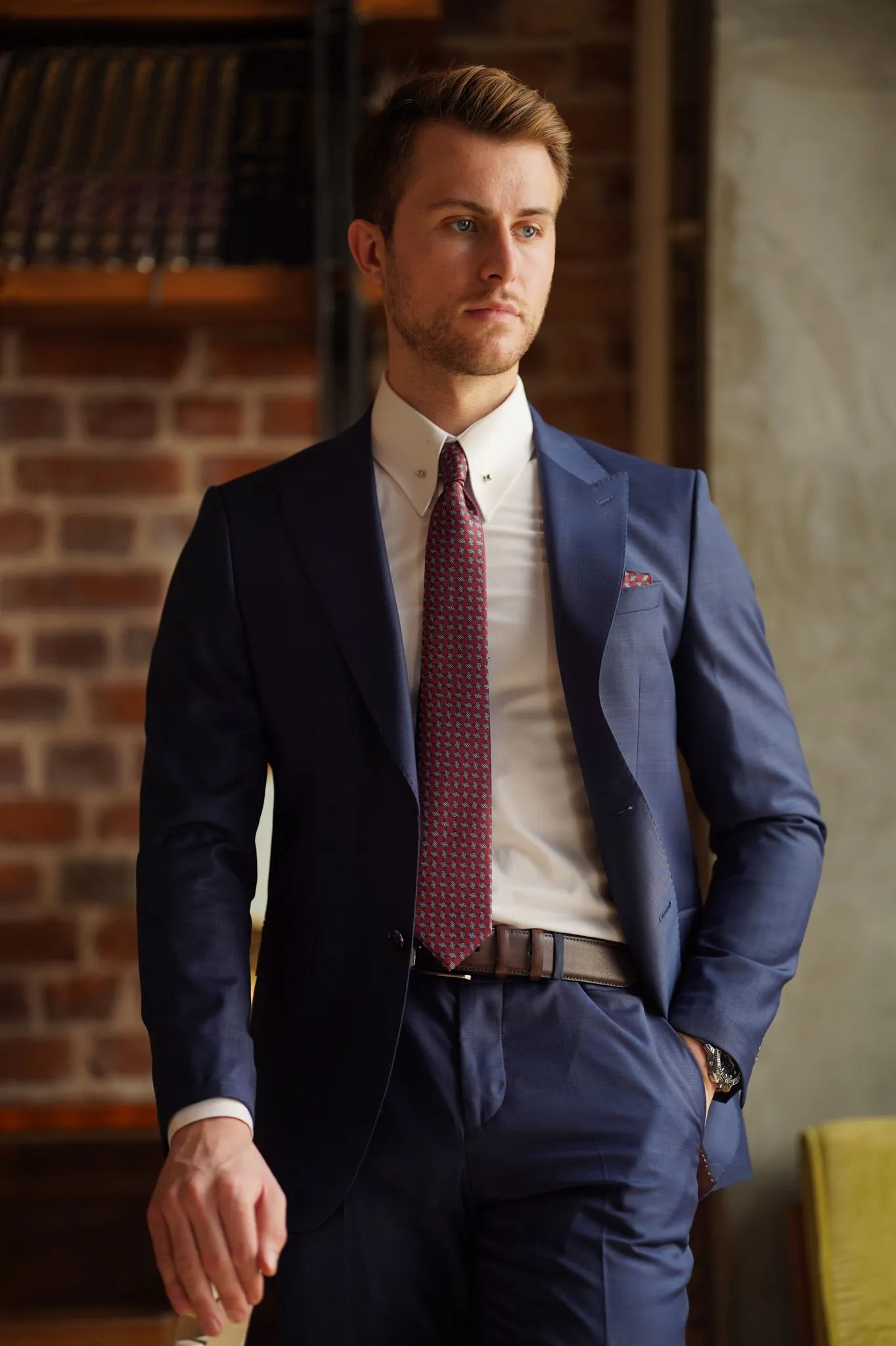 Daniel Slim Fit Navy Blue Wool Suit for Modern Men