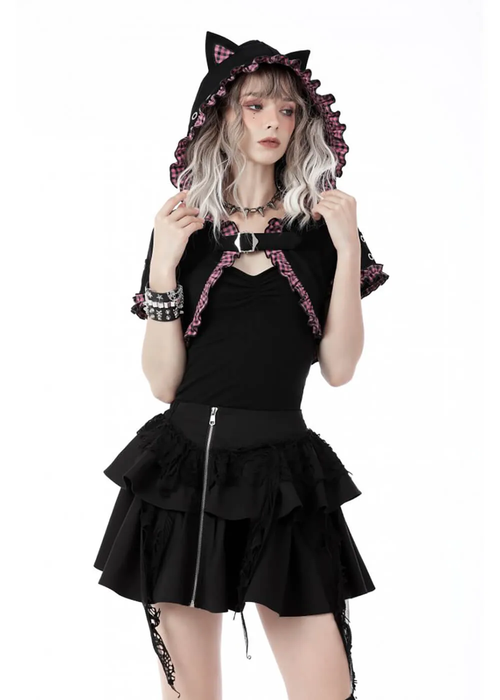 Dark In Love Kitty Cat Ear Hoodie Black