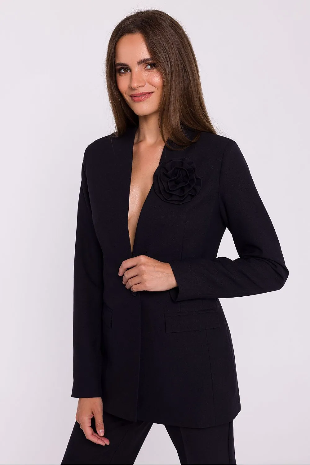Decorative Flower Slim-Fit Jacket