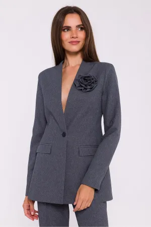 Decorative Flower Slim-Fit Jacket