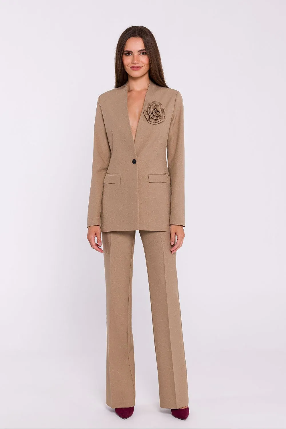 Decorative Flower Slim-Fit Jacket