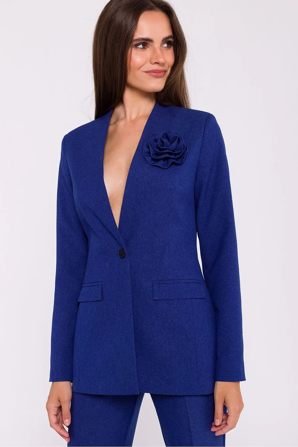 Decorative Flower Slim-Fit Jacket