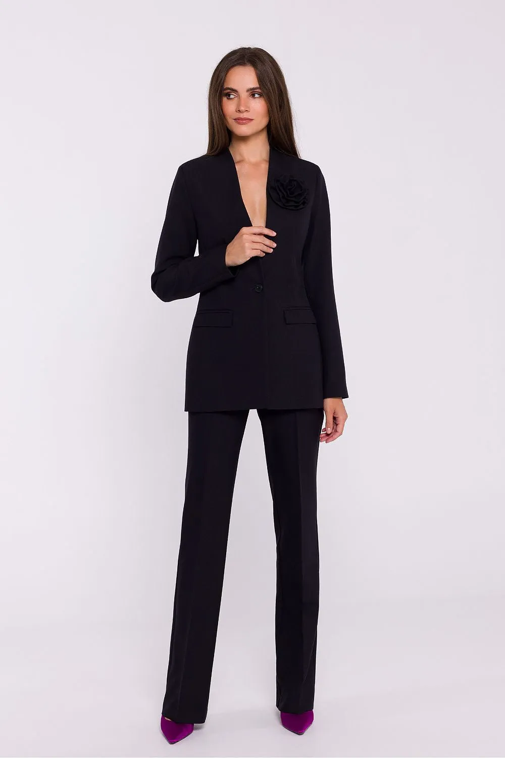 Decorative Flower Slim-Fit Jacket