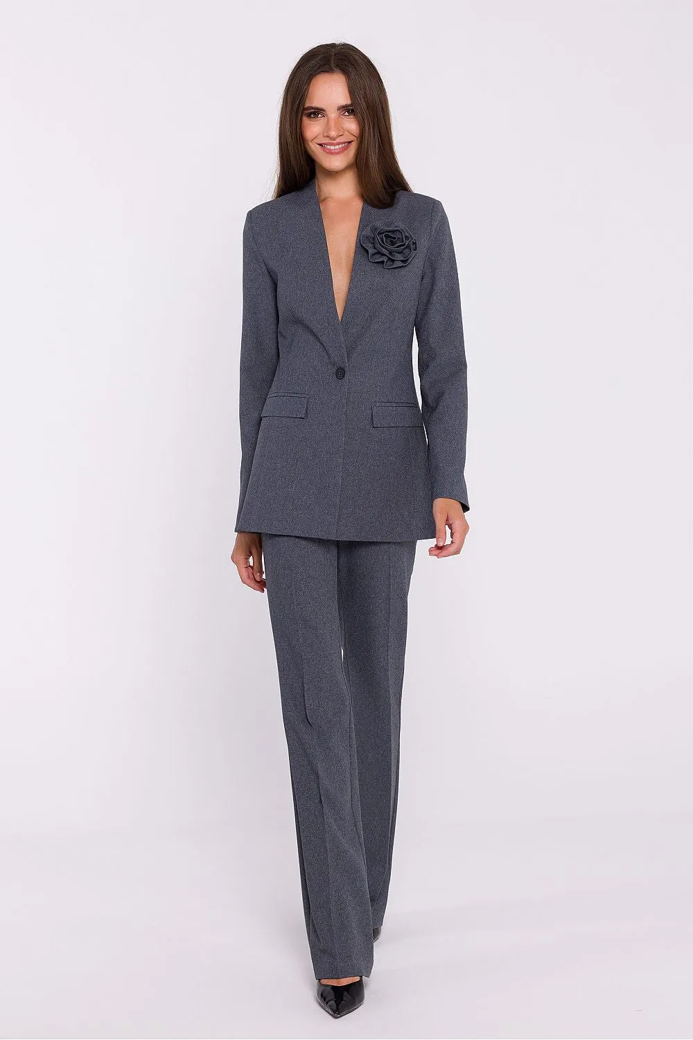 Decorative Flower Slim-Fit Jacket