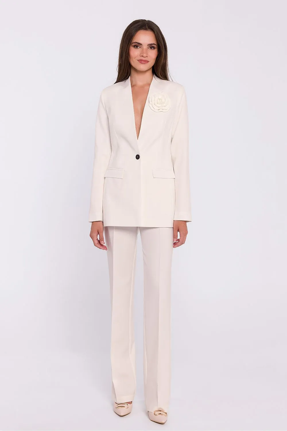 Decorative Flower Slim-Fit Jacket