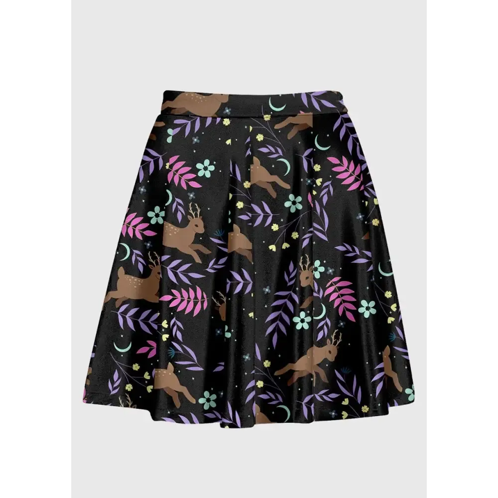 Deer Floral Kawaii High Waist Skirt for Enchanting Elegance