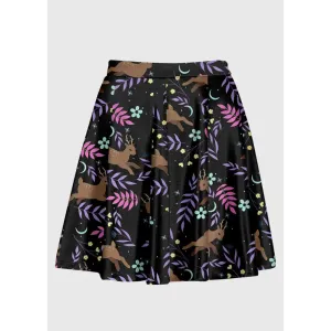 Deer Floral Kawaii High Waist Skirt for Enchanting Elegance