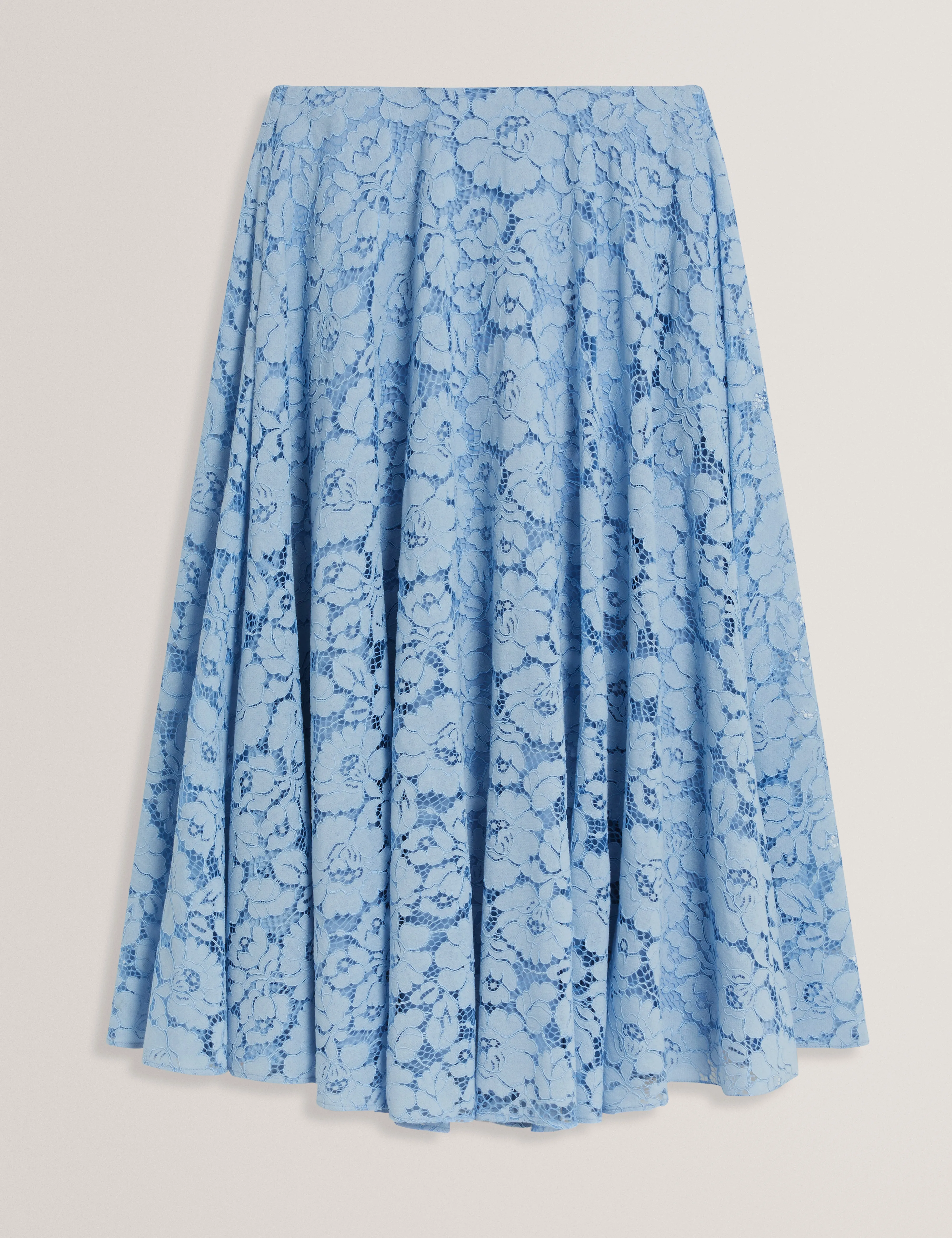 Demiee Bonded Lace Pleated Midi Skirt Lt-Blue