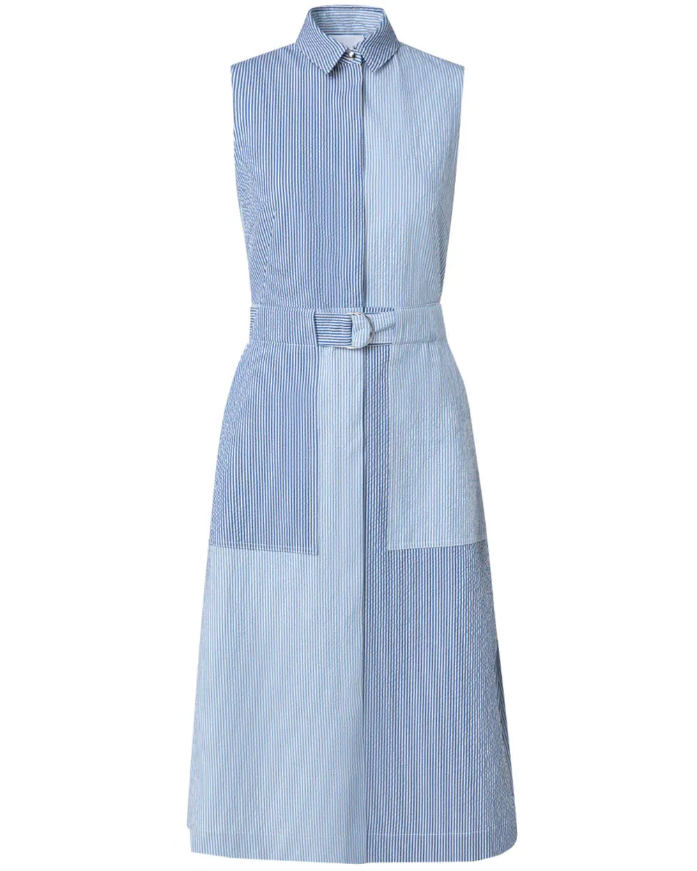 Denim and Cream Seersucker Aline Dress