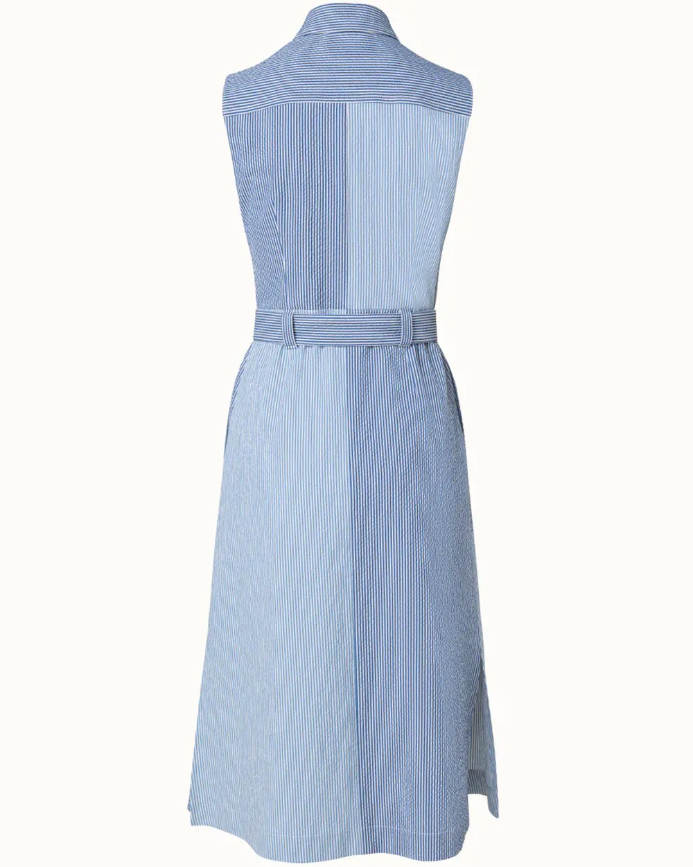 Denim and Cream Seersucker Aline Dress