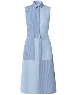 Denim and Cream Seersucker Aline Dress