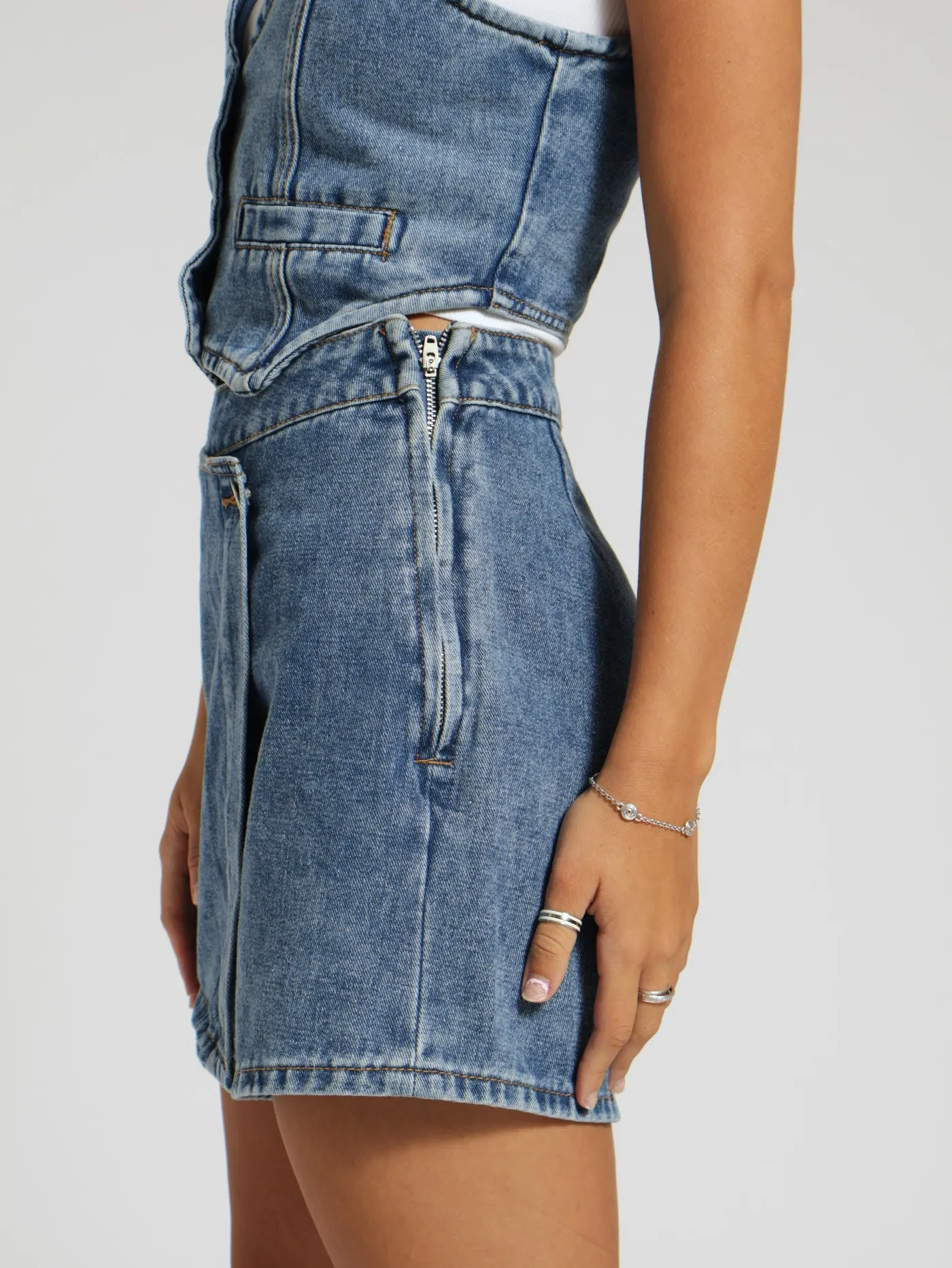 Denim Skort - Salty Mid Wash