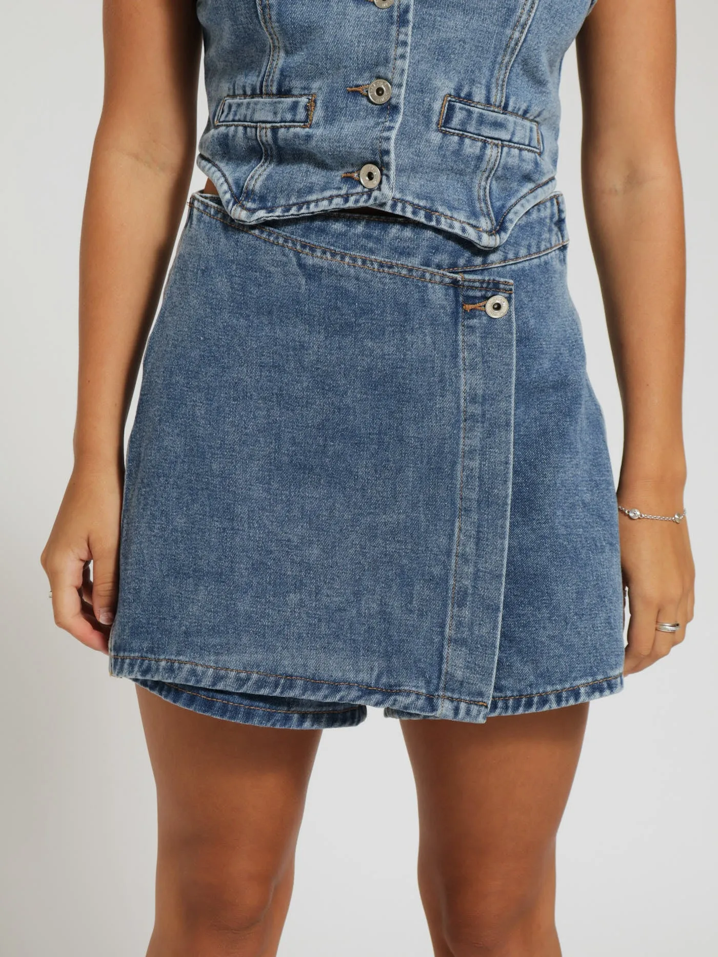 Denim Skort - Salty Mid Wash
