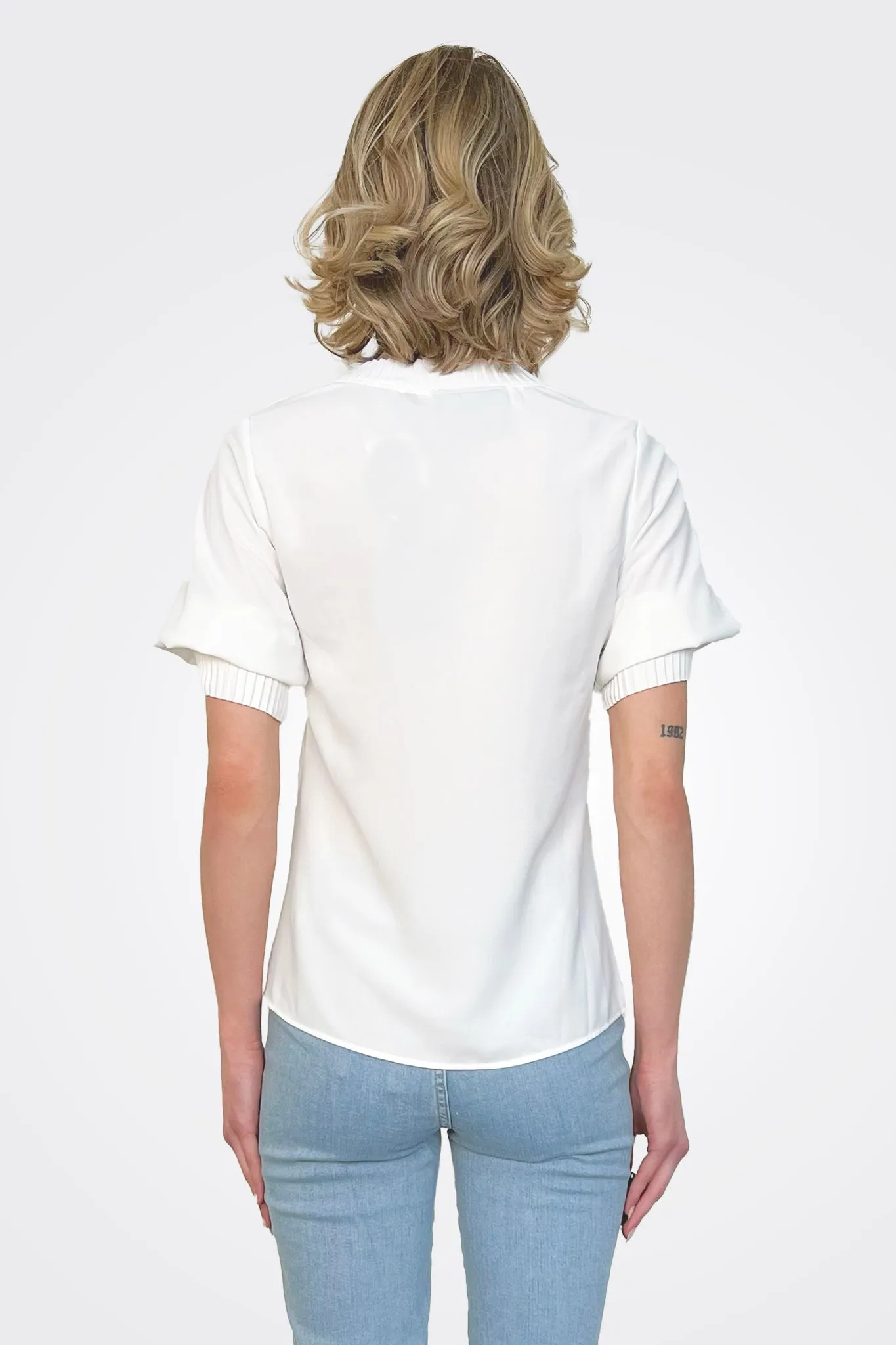 Dione Pleated Neck Top - Ivory