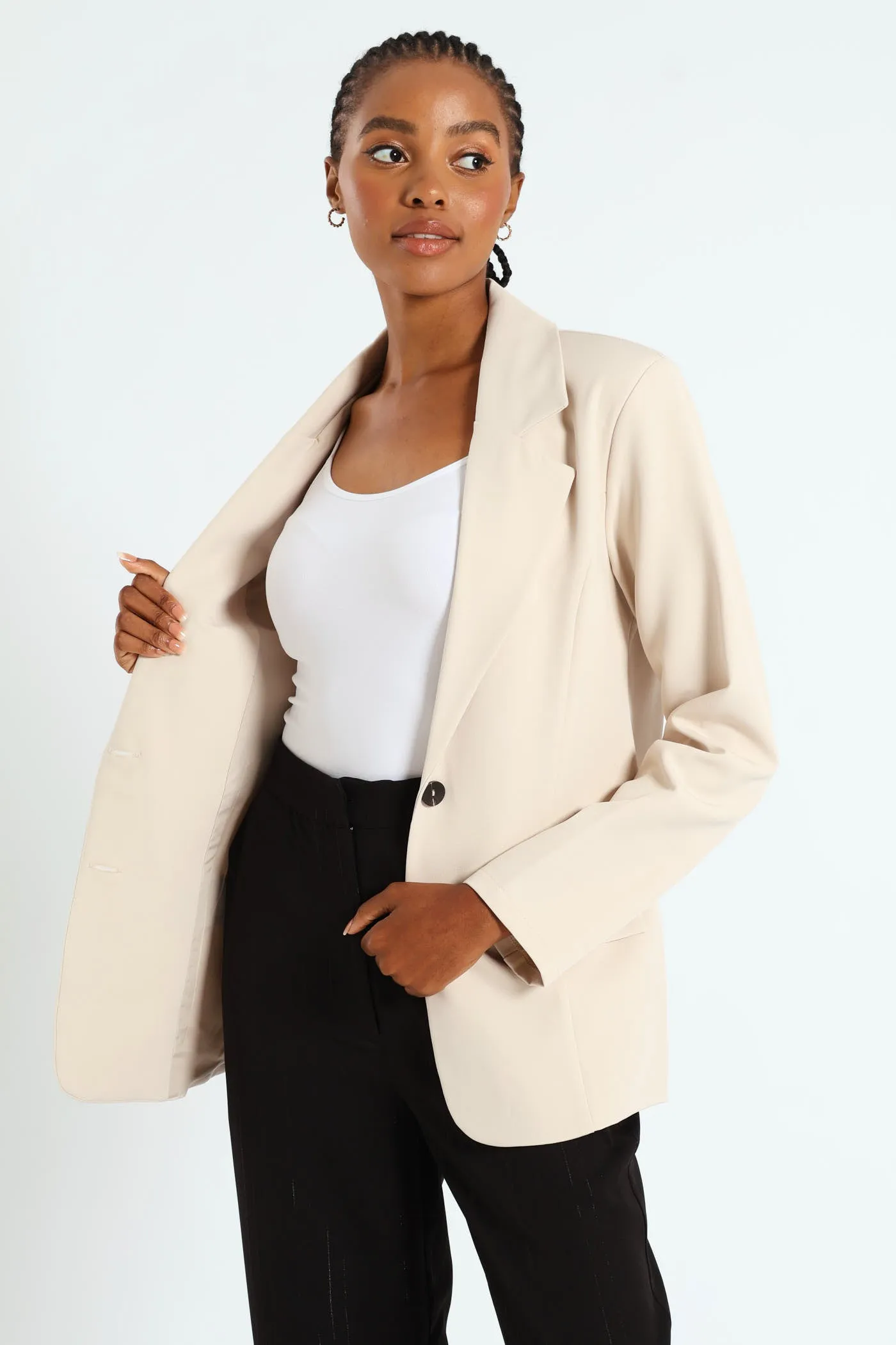 Double Button Blazer - Stone