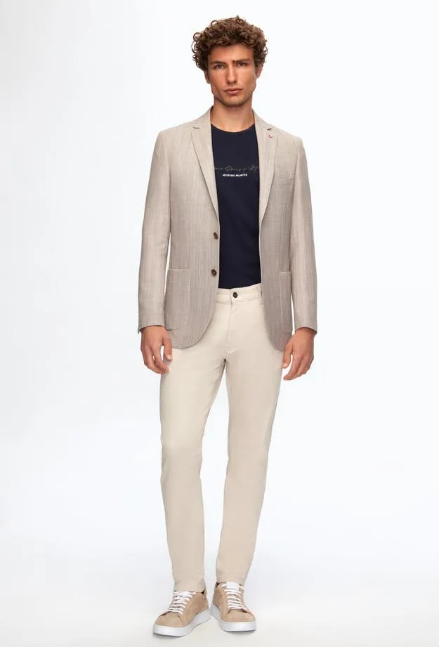 Ds Damat Slim Fit Gray Printed Fabric Jacket