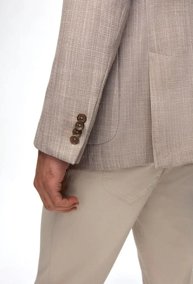 Ds Damat Slim Fit Gray Printed Fabric Jacket