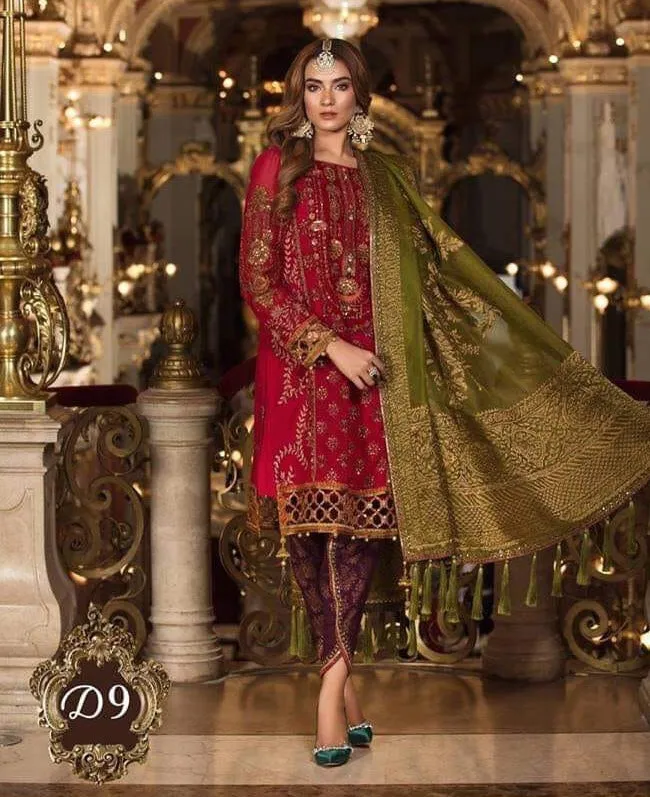 Dulhan Suit In Hot Red Color By Maria.B Model# C 1721
