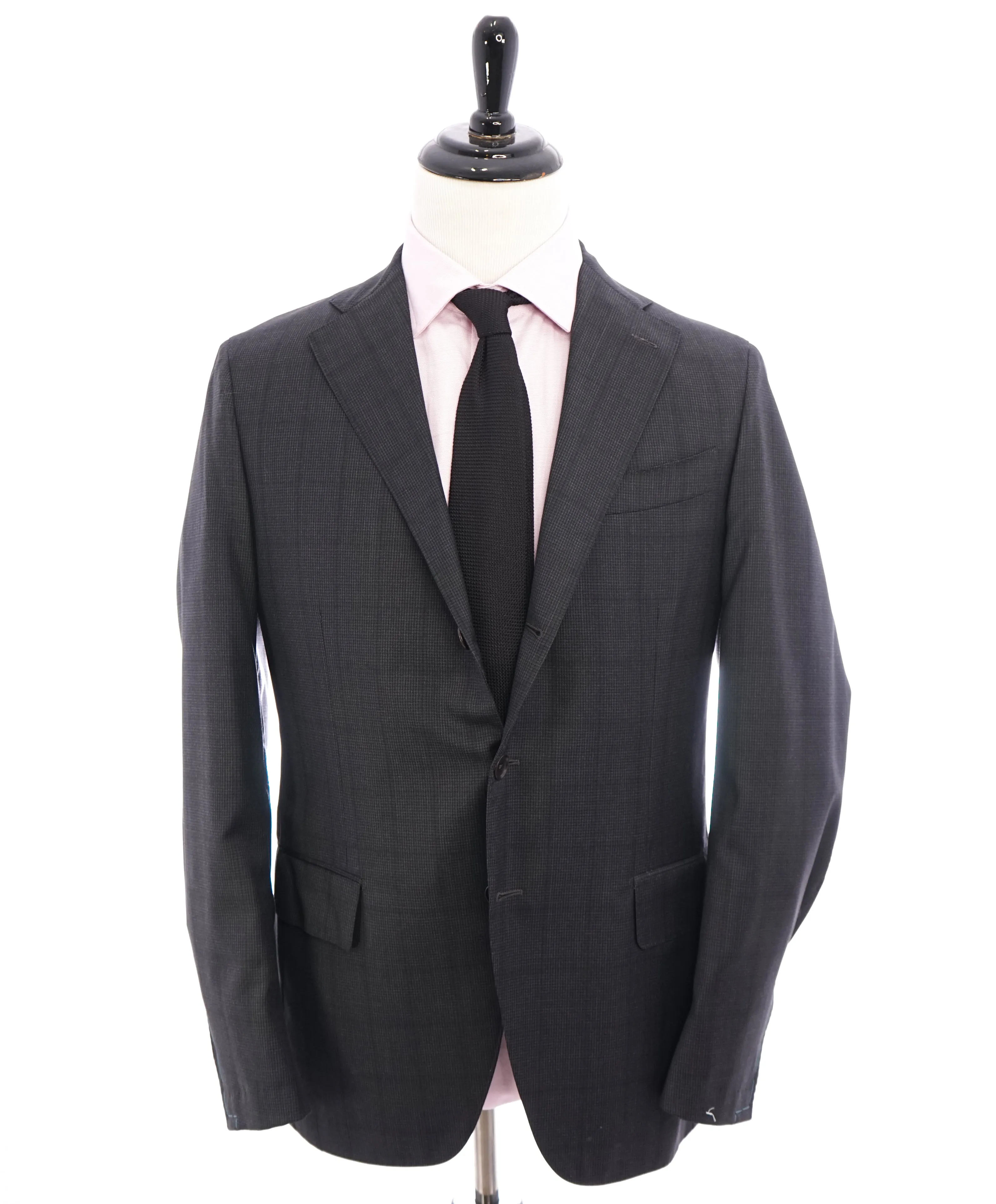 EIDOS - Gray Plaid Check "TENERO" 2-3 Button Roll Lapel Wool Suit  - 42R