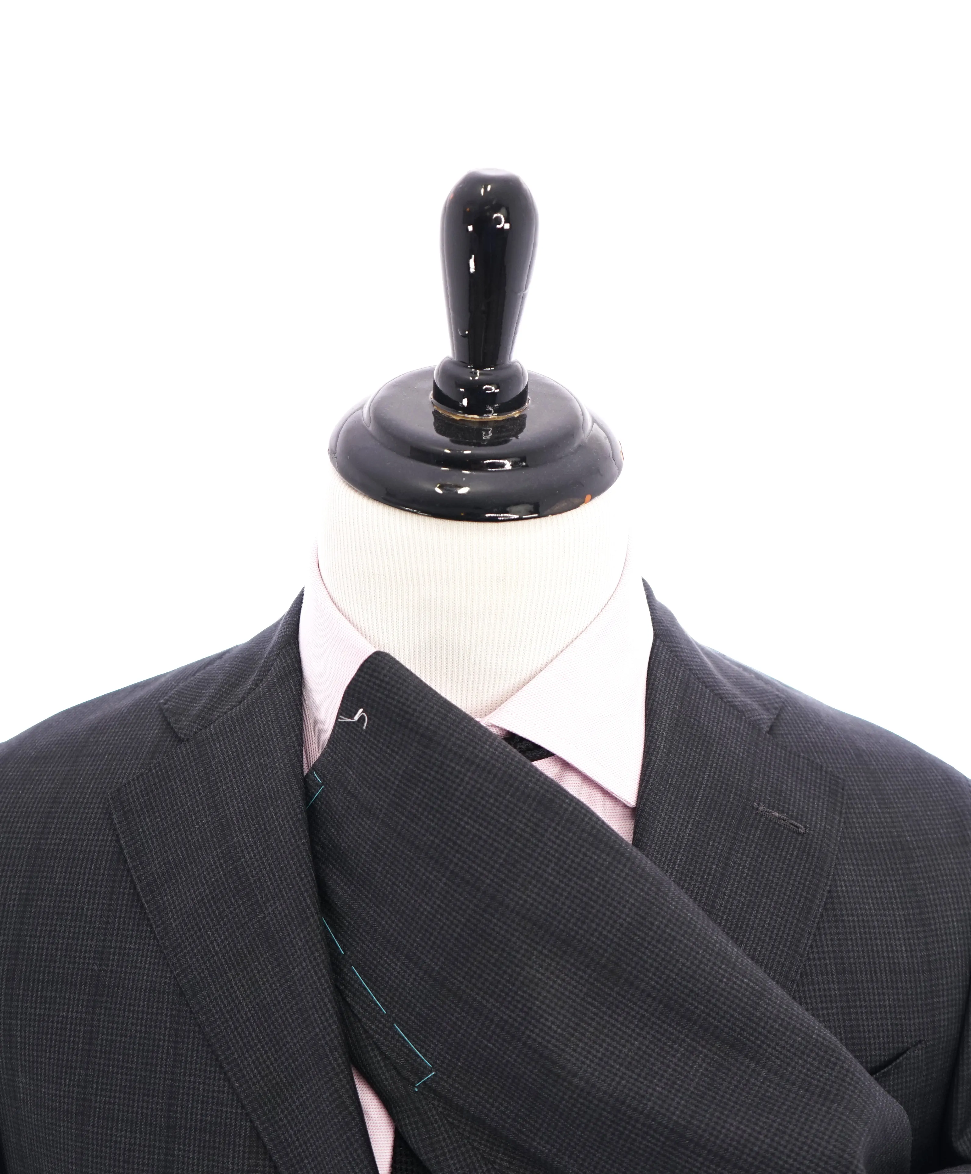 EIDOS - Gray Plaid Check "TENERO" 2-3 Button Roll Lapel Wool Suit  - 42R
