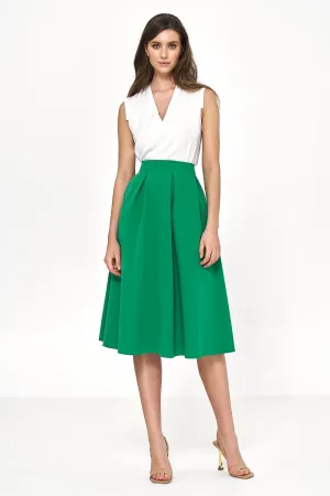 Elegant Flared Viscose Midi Skirt