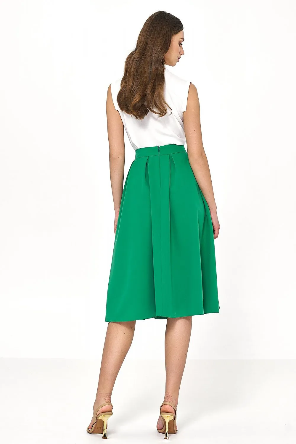 Elegant Flared Viscose Midi Skirt