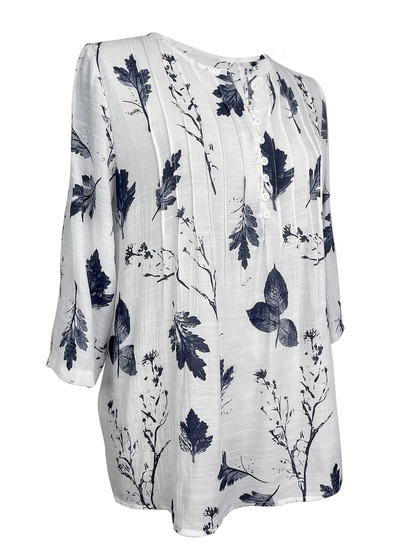Elena™  | Floral Pleated V-Neck Blouse