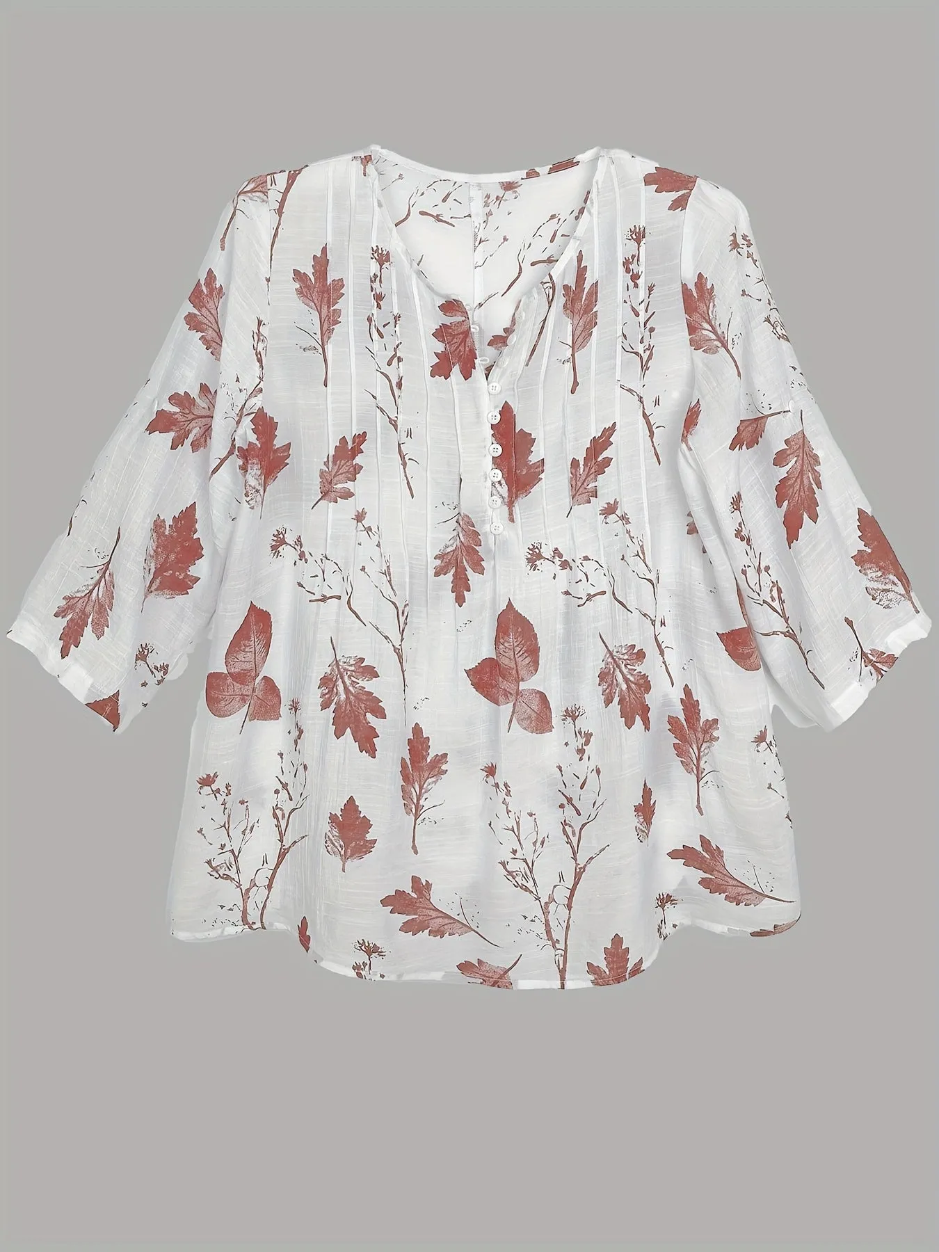 Elena™  | Floral Pleated V-Neck Blouse