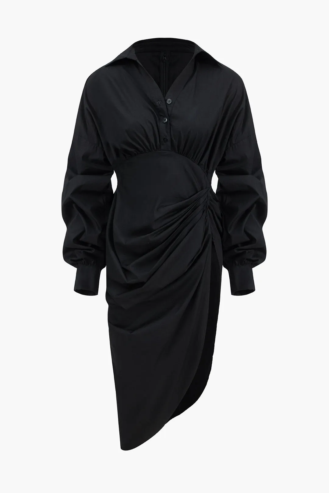 Elizabeth - Sleek Ruched Slit Design Woman's Midi Dress