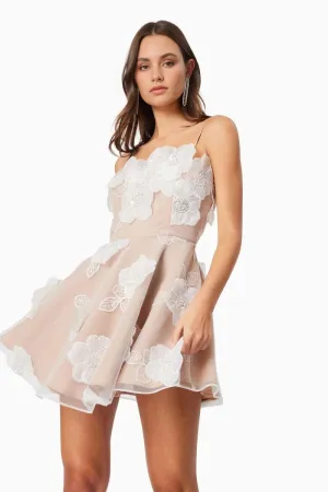 Elliatt - Dahlia 3D Floral Mini Dress in White