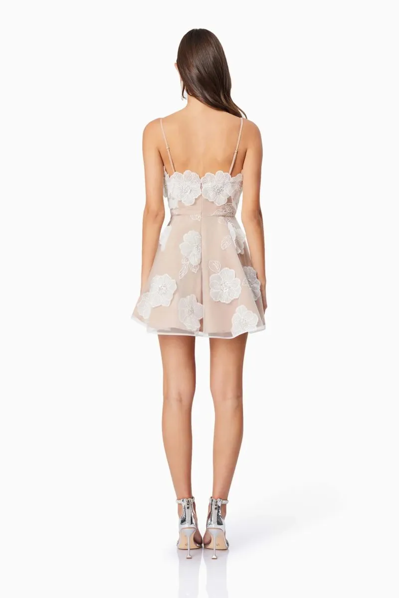 Elliatt - Dahlia 3D Floral Mini Dress in White
