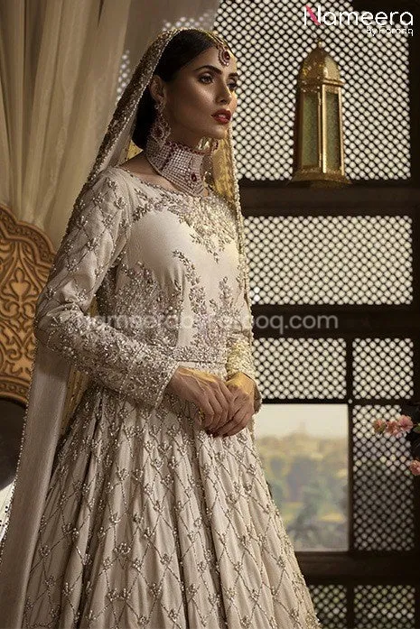 Embroidered White Bridal Dress for Bride Online #BB249