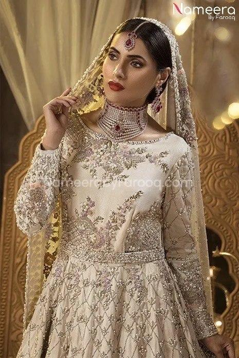 Embroidered White Bridal Dress for Bride Online #BB249
