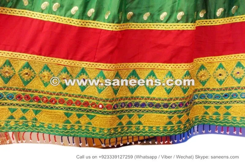 Embroidery Work Green Afghan Dress