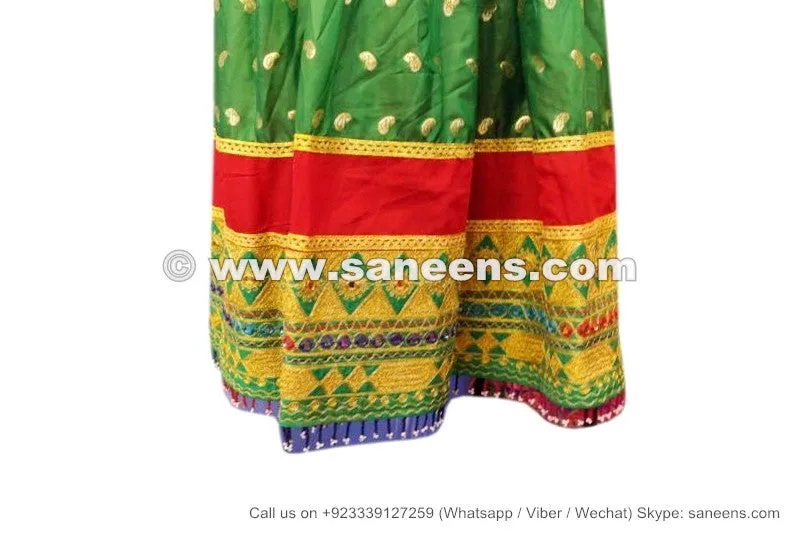 Embroidery Work Green Afghan Dress