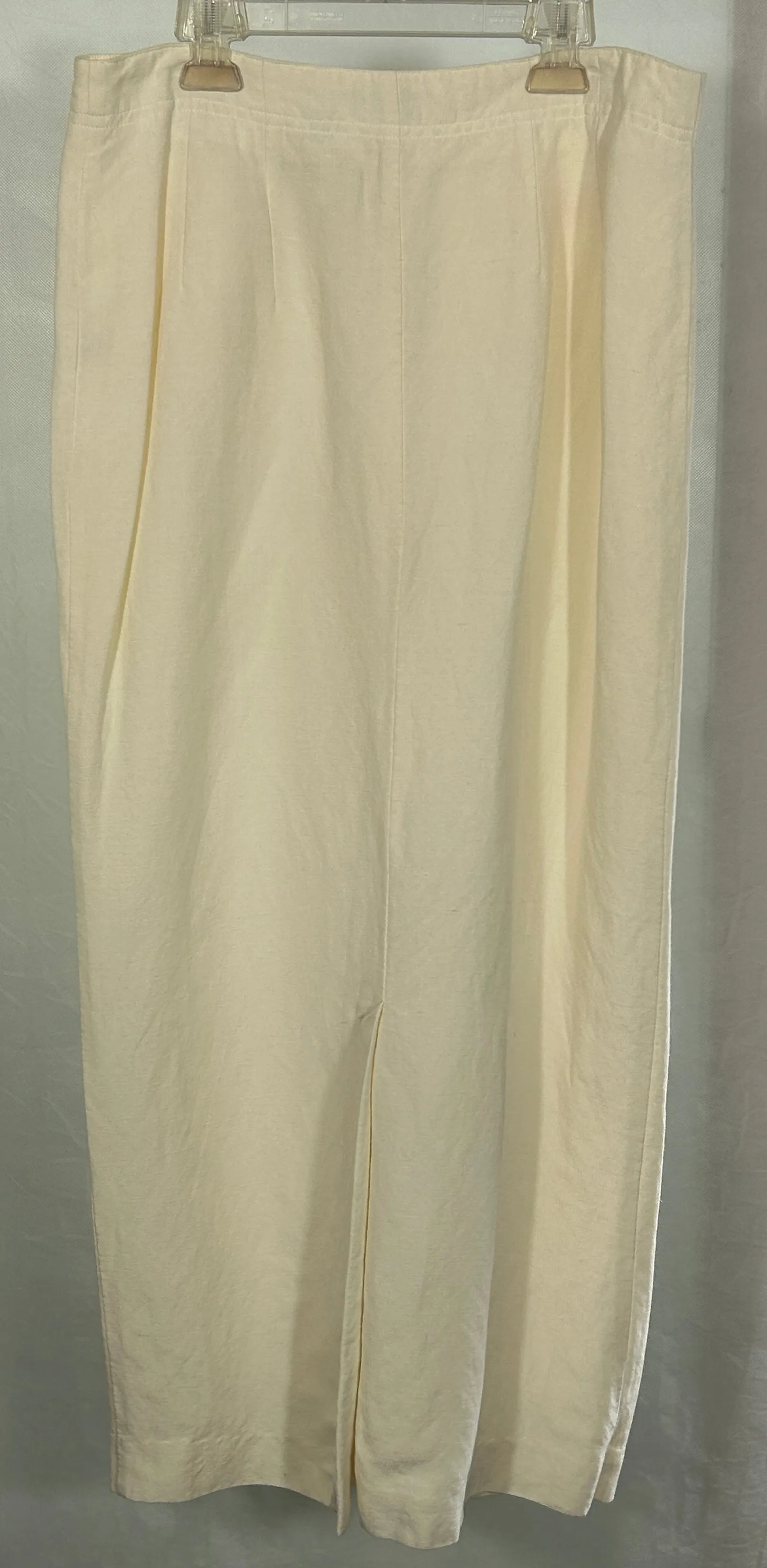 Emma James Liz Claiborne Women's Size 12 2-Piece Cream Linen Rayon Embroidered Blouse & Button Skirt Set