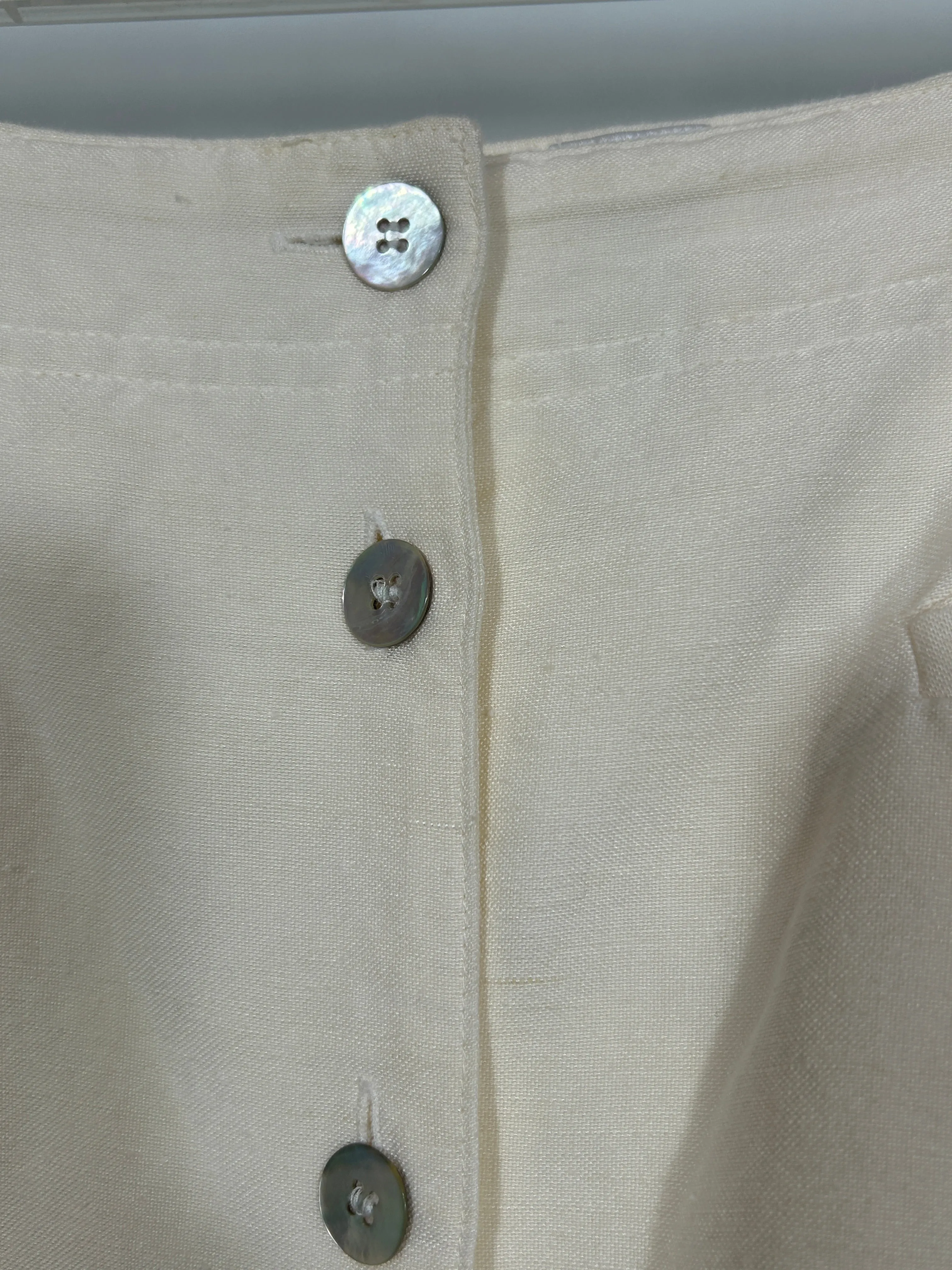 Emma James Liz Claiborne Women's Size 12 2-Piece Cream Linen Rayon Embroidered Blouse & Button Skirt Set
