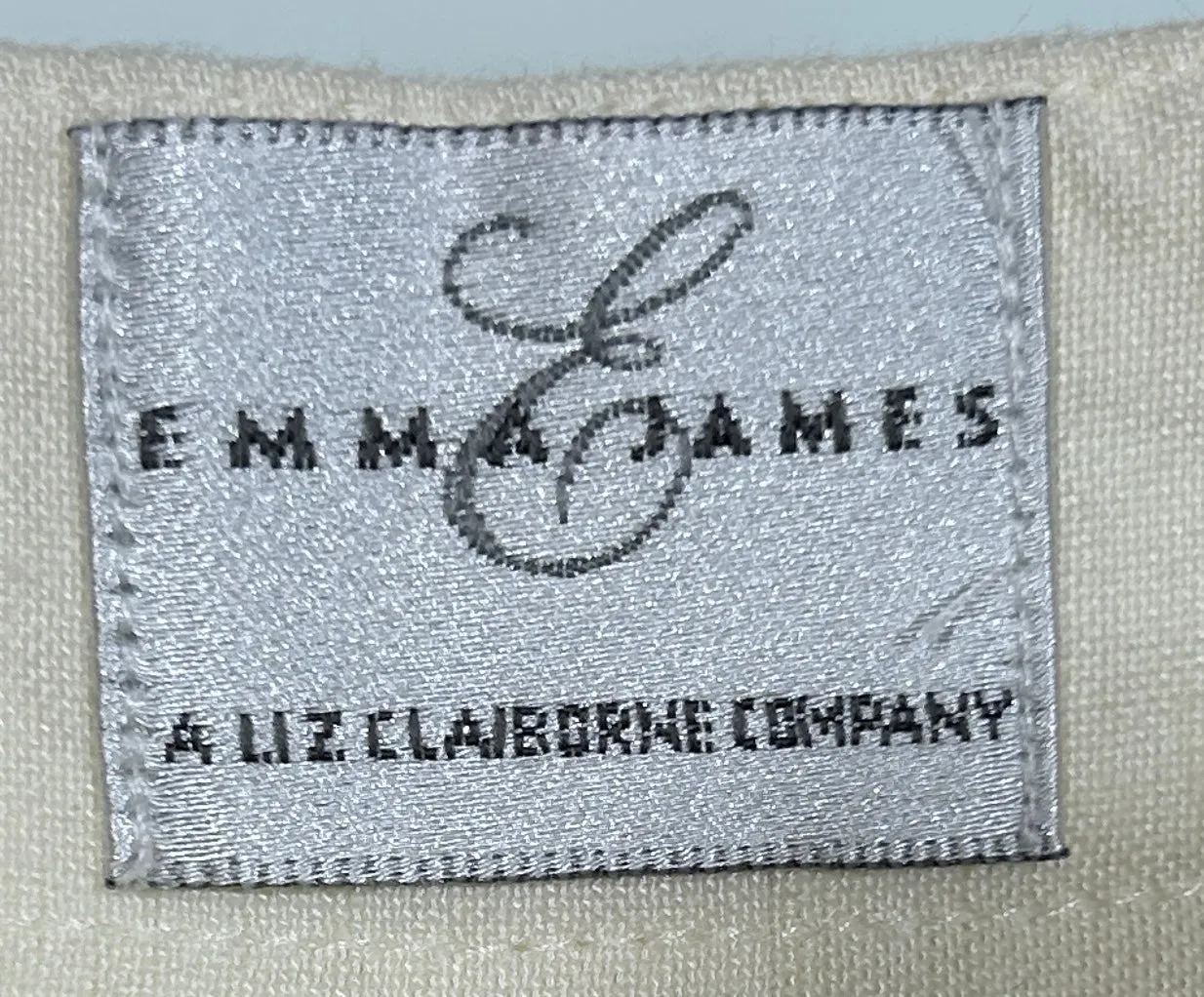 Emma James Liz Claiborne Women's Size 12 2-Piece Cream Linen Rayon Embroidered Blouse & Button Skirt Set