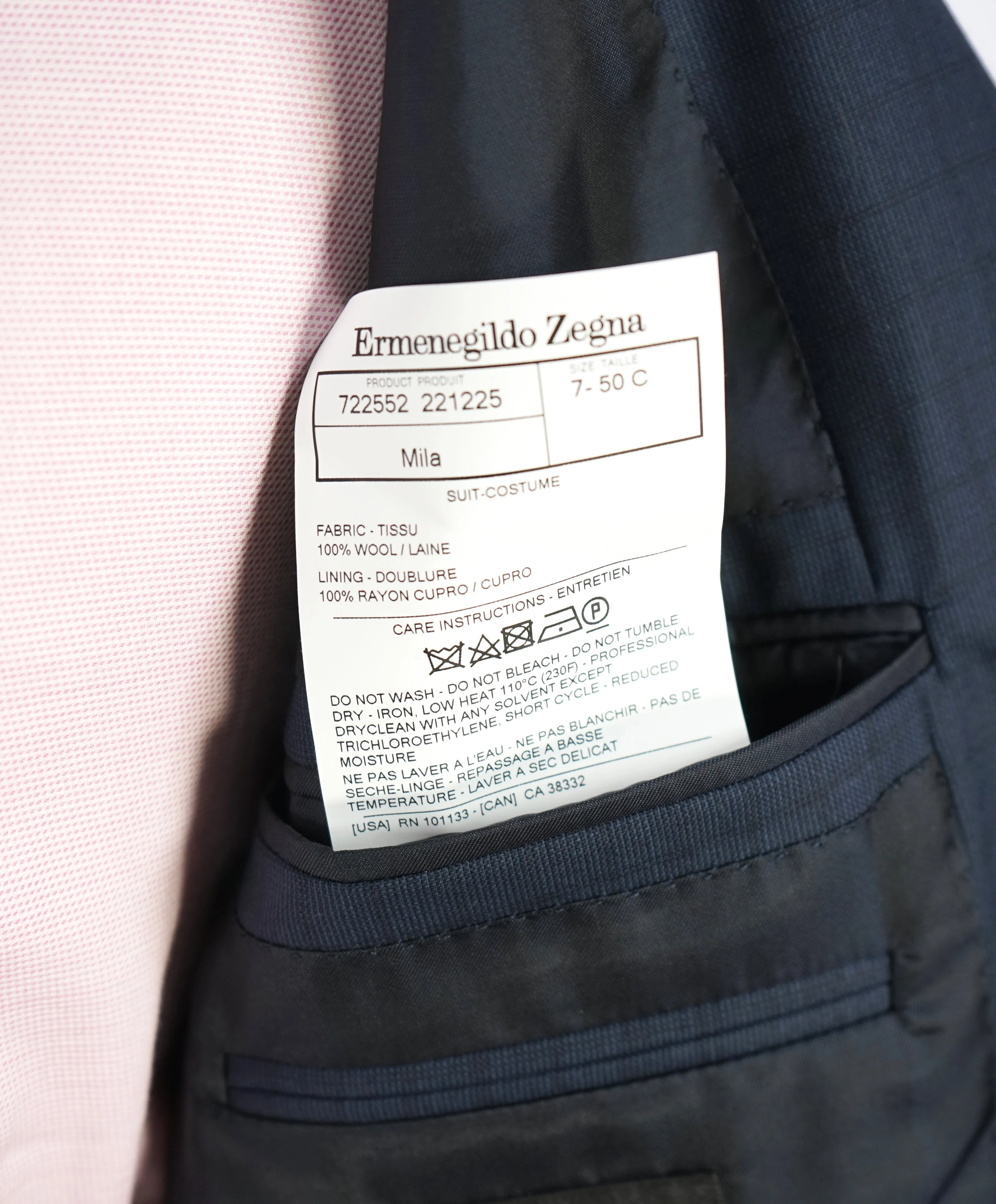 ERMENEGILDO ZEGNA - "15 MILMIL 15" Blue Check Plaid Premium Fabric Suit - 40S