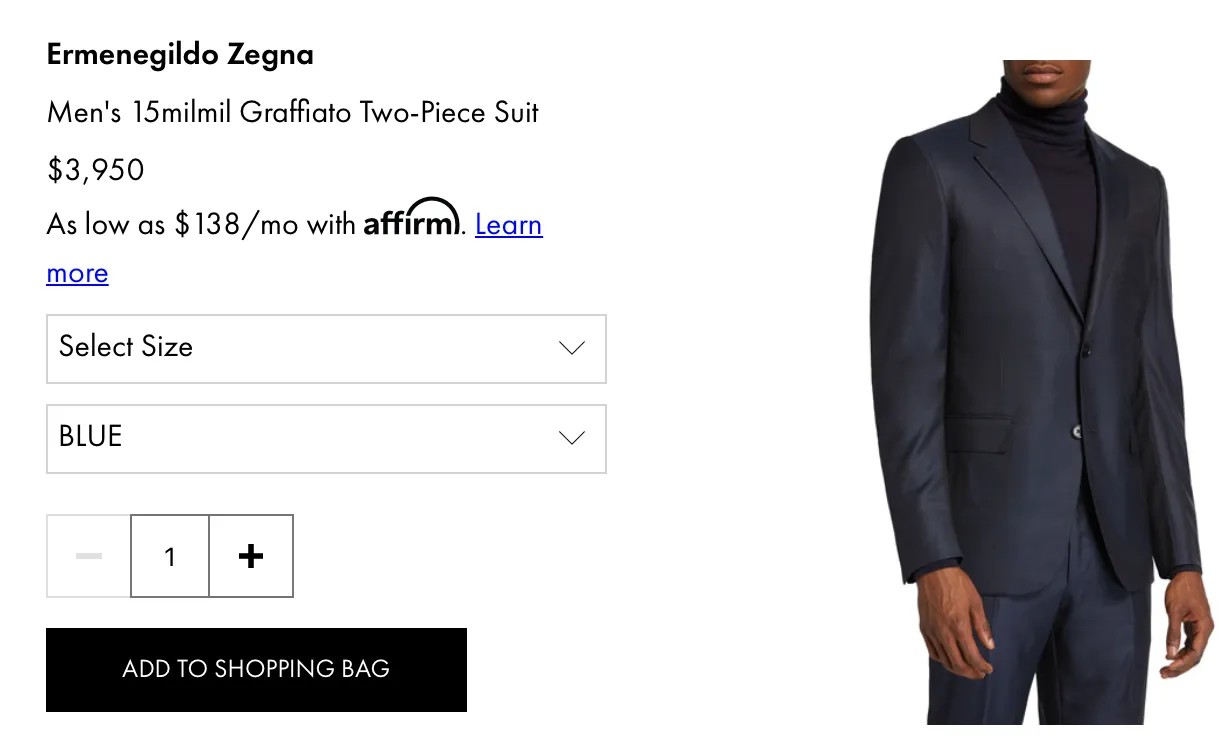 ERMENEGILDO ZEGNA - "15 MILMIL 15" Blue Check Plaid Premium Fabric Suit - 40S