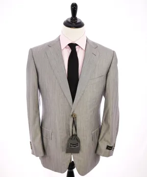 ERMENEGILDO ZEGNA -“WOOL & SILK" herringbone Gray Premium Suit - 46R