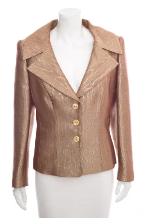 Escada Gold Metallic Button Up Jacket SZ 40