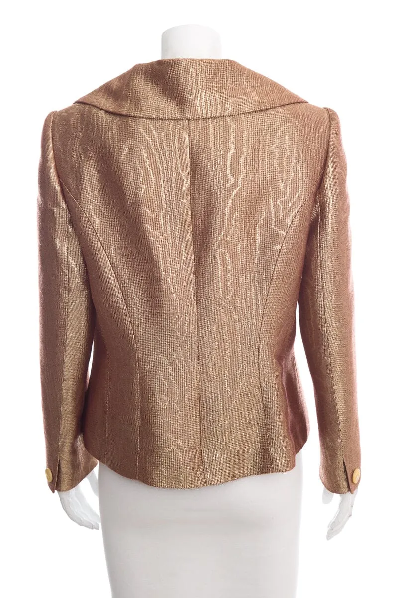 Escada Gold Metallic Button Up Jacket SZ 40