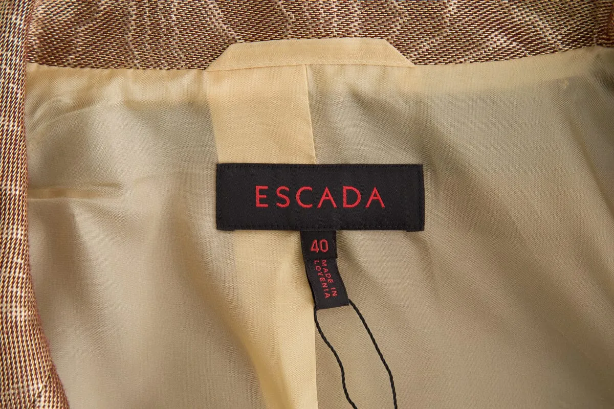 Escada Gold Metallic Button Up Jacket SZ 40