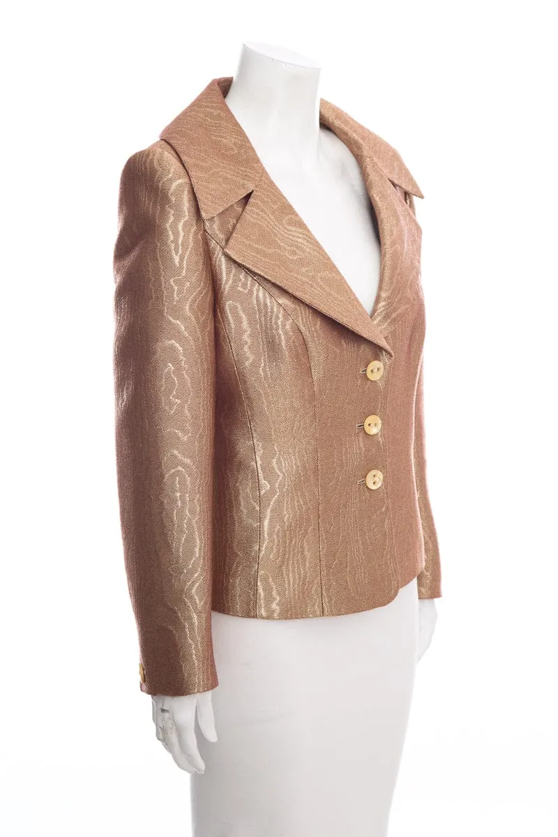 Escada Gold Metallic Button Up Jacket SZ 40