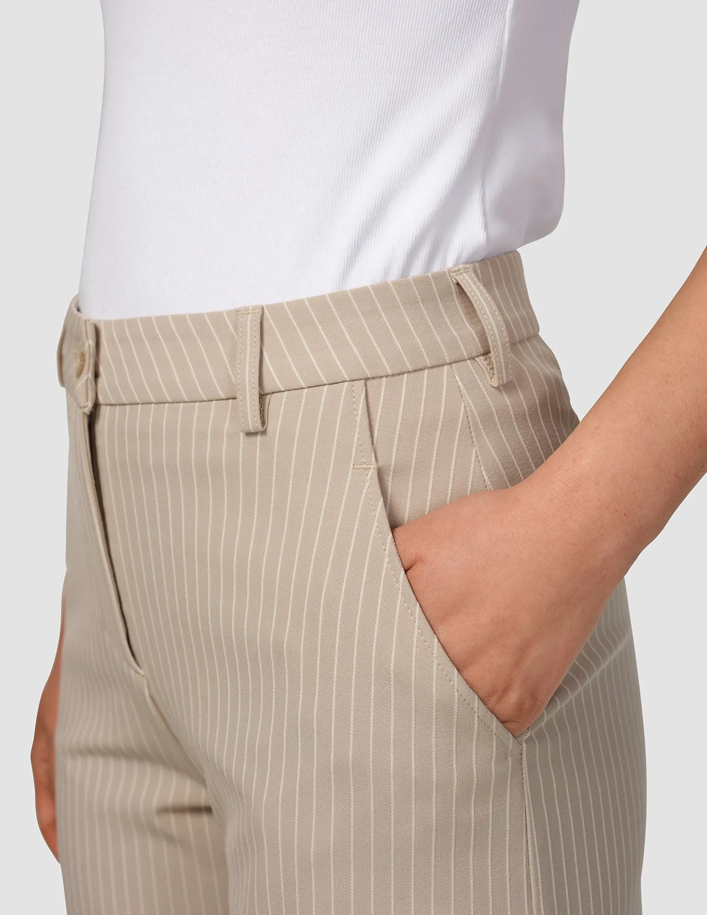 Essential Pants Straight Island Sand Pinstripe