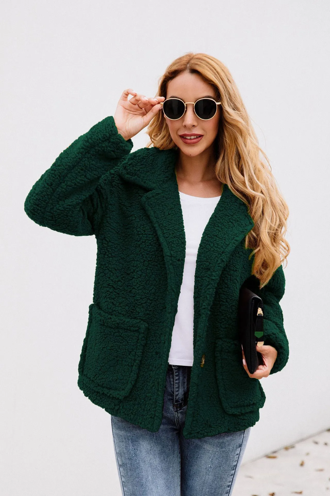 Fall / Winter Button Lapel Pocket Blouse