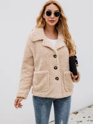 Fall / Winter Button Lapel Pocket Blouse